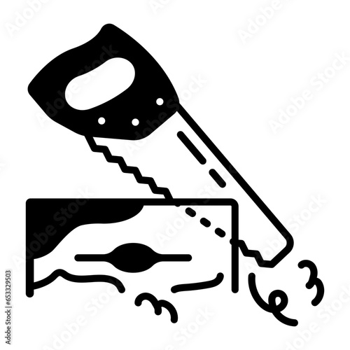 Crosscut panel saws vector color icon design, Handyman Services symbol, House Repairing sign, Civil Engineering and Building Contractor stock illustration, Hand Saw Cutting Timber concept