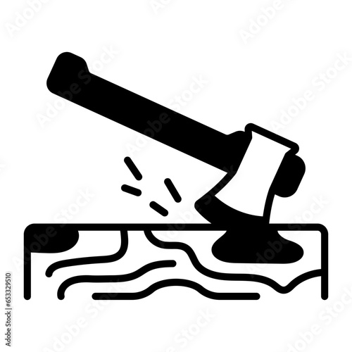 Split Wood Slab vector icon design, Handyman Services symbol, House Repairing sign, Civil Engineering and Building Contractor stock illustration, Timber Cutting with Manual Axe concept
