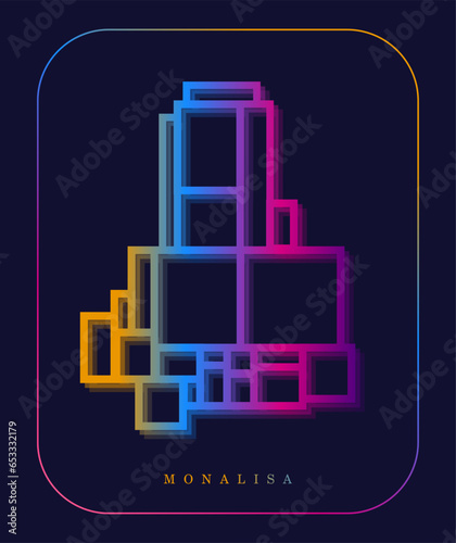 Mona Lisa in carved line graphic. Mona lisa in graphic illustration.