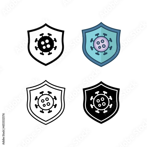 Shield protection and keep fighting for coronavirus. Covid-19 attack concept. Antibacteria. Antivirus, bacteria, coronavirus protected virus icon. vector illustration. design photo