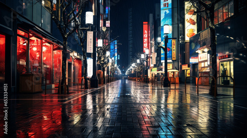 新宿に似ているけど別の街、雨の夜の風景