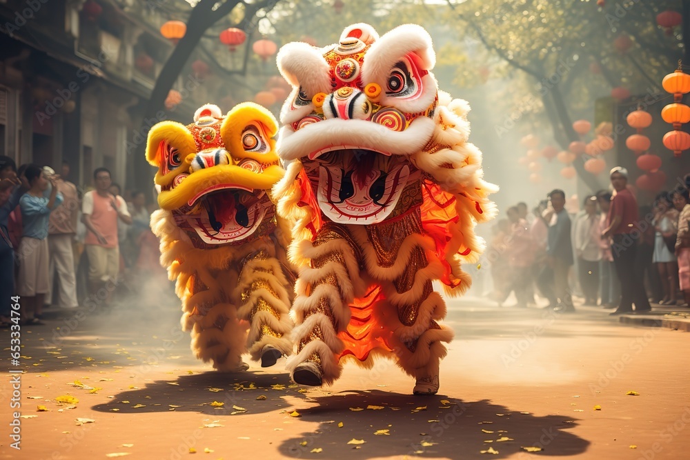 Fototapeta premium Traditional colorful chinese lion