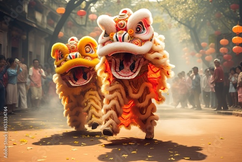 Traditional colorful chinese lion