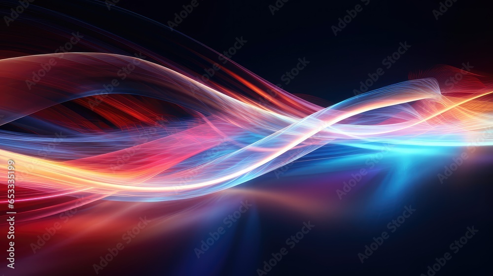 Obraz premium abstract light motion trails illustration line blue, blur night, bright trail abstract light motion trails