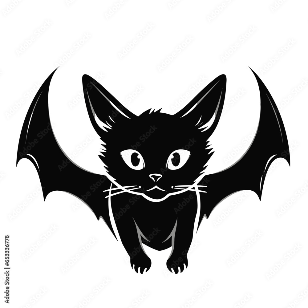 Vector clipart, cute cat bat vector clipart, halloween drawing