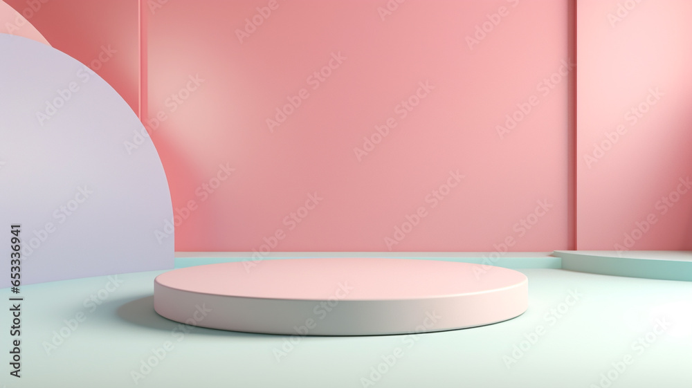 3d pastel podium for your product. Generative AI 3d pastel podium for your product. Generative AI