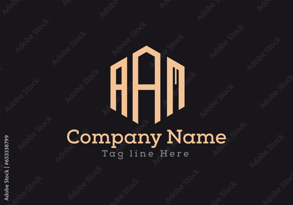 AAM triangle letter logo design with triangle shape. AAM triangle logo design monogram. AAM triangle vector logo template with Gold colour.