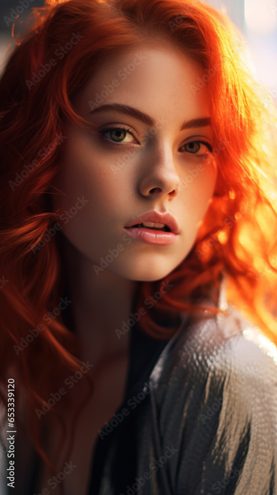 Portrait of Stunning Young Woman with Red Hair Captured in Golden Hour and Natural Light, High-Quality Beauty Photography Portrait of Stunning Young Woman with Red Hair Captured in Golden Hour and Natural Light, High-Quality Beauty Photography
