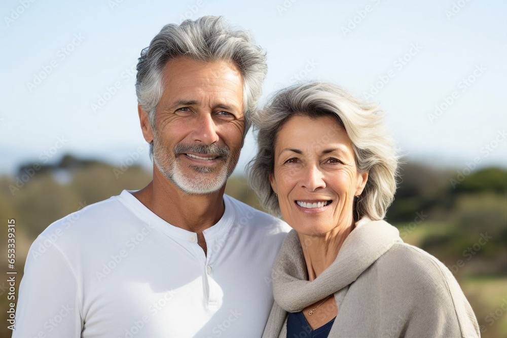 Generative AI photo of beautiful lovely cheerful couple photographing together isolated on grey background Generative AI photo of beautiful lovely cheerful couple photographing together isolated on grey background