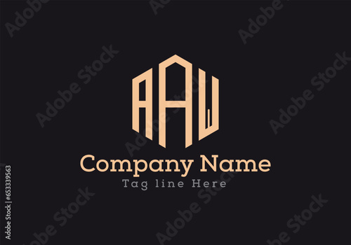 AAW triangle letter logo design with triangle shape. AAW triangle logo design monogram. AAW triangle vector logo template with Gold colour.