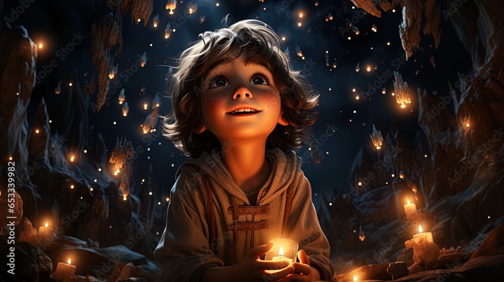 The Christ Child looks down from heaven to earth. Angels sitting on the clouds The Christ Child looks down from heaven to earth. Angels sitting on the clouds