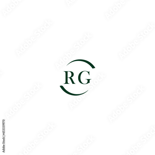 RG letter logo design . RG polygon, circle, triangle, hexagon, flat and simple style with black and white color variation letter logo set in one artboard. RG
