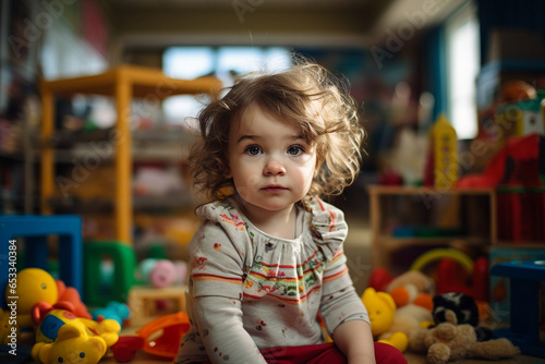 Kindergarten small child Student Playing overjoyed Generative AI illustration