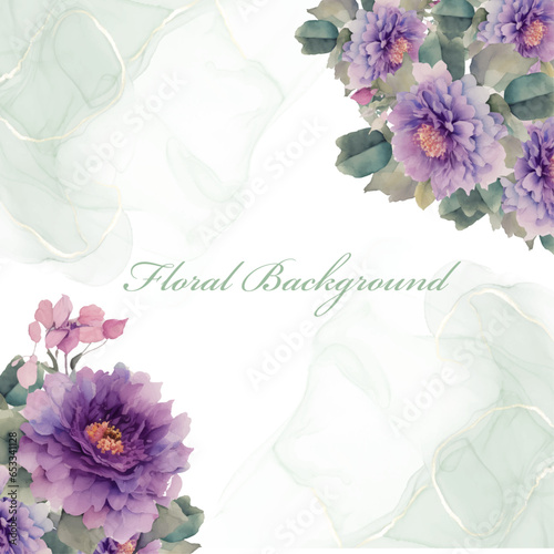 floral background watercolor illustration design template for wedding invitation
