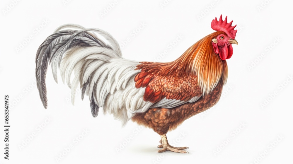 illustration of a humungous chicken white background.Generative AI