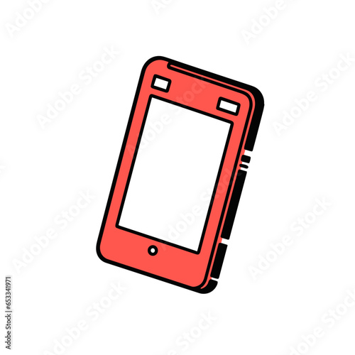 E-reader device vector icon in minimalistic, black and red line work, japan web