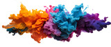 Explosion powder with different colors splash. Front view. Isolated on Transparent background.