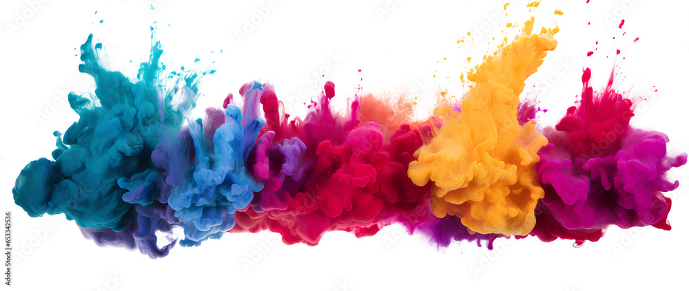 Explosion powder with different colors splash. Front view. Isolated on Transparent background. Explosion powder with different colors splash. Front view. Isolated on Transparent background.
