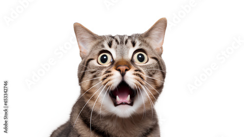 Shocked surprised cat. Impressed cat. Front view. Isolated on Transparent background. ©  Mohammad Xte