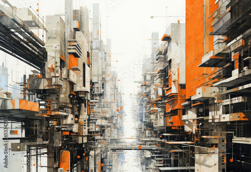 Abstract city. artistic background.