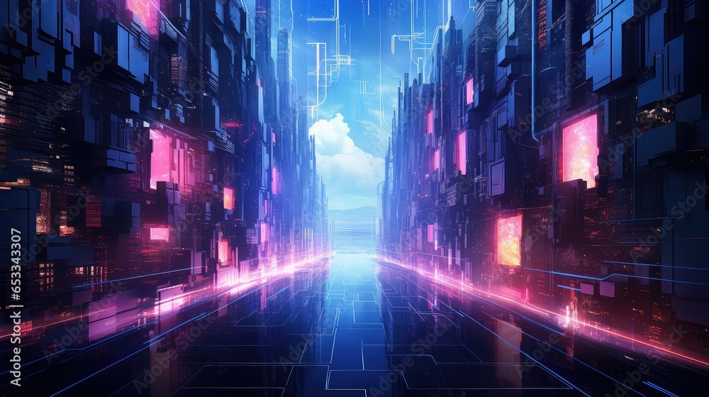 Obraz premium technology digital artificial art illustration background future, intelligence cyborg, abstract tech technology digital artificial art