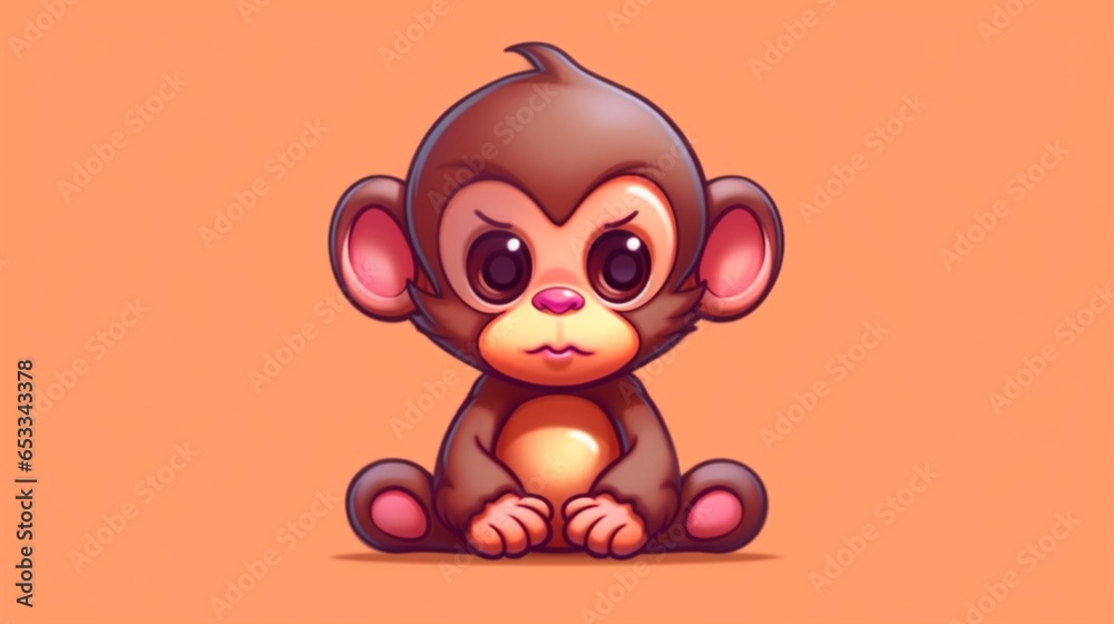 Kawaii Monkey digital art style colorful cartoon detai.Generative AI Kawaii Monkey digital art style colorful cartoon detai.Generative AI