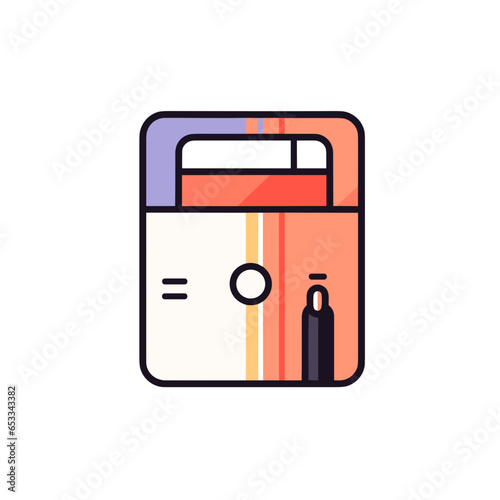 library card vector icon in minimalistic, black and red line work, japan web