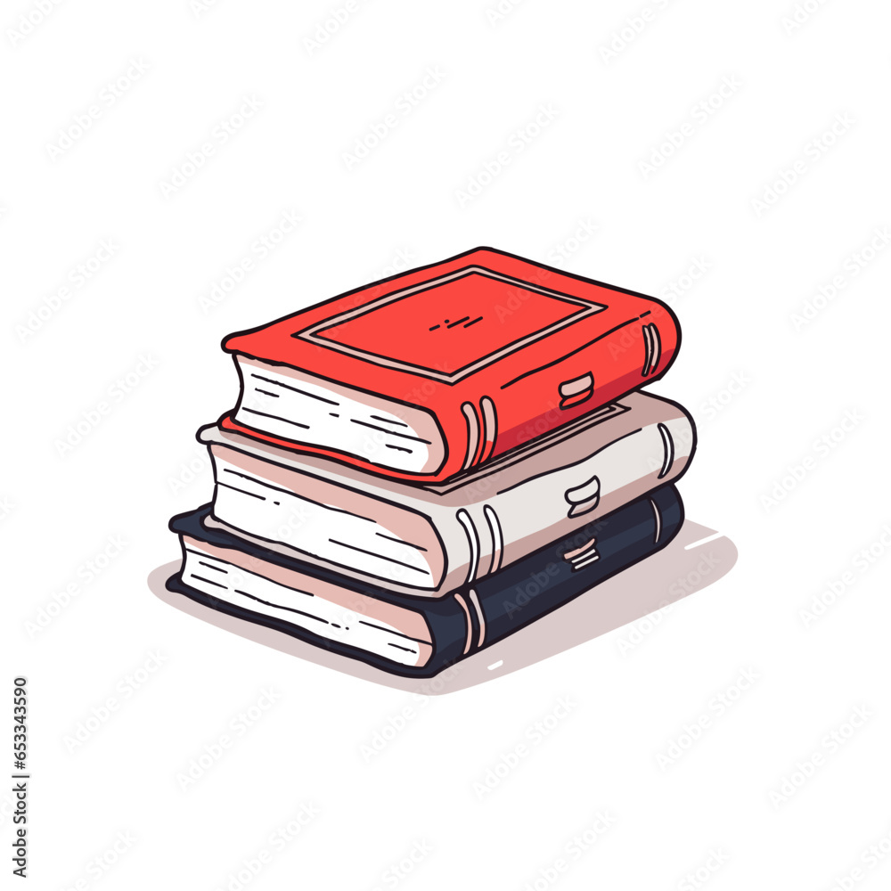 book stack vector icon in minimalistic, black and red line work, japan web book stack vector icon in minimalistic, black and red line work, japan web