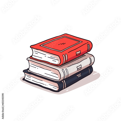 book stack vector icon in minimalistic, black and red line work, japan web