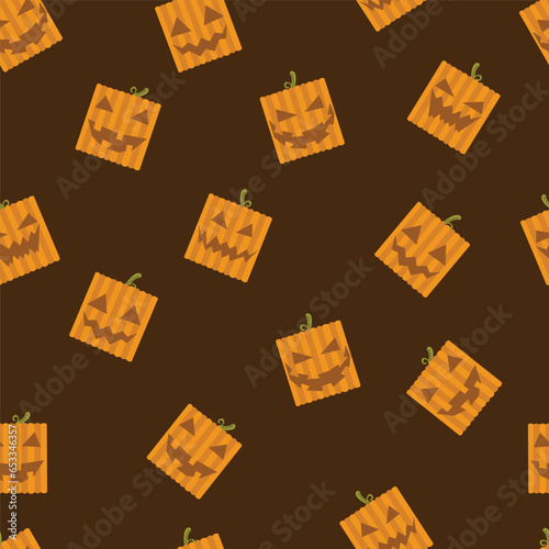 square Pumpkin Seamless Pattern for decoration, wrapping paper, cover, print, fabric and more
