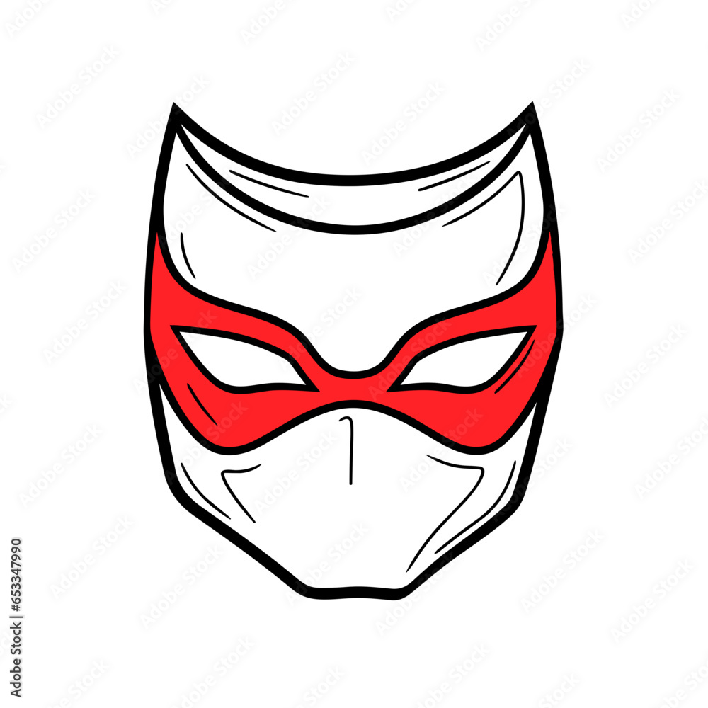 Masquerade mask vector icon in minimalistic, black and red line work, japan web Masquerade mask vector icon in minimalistic, black and red line work, japan web