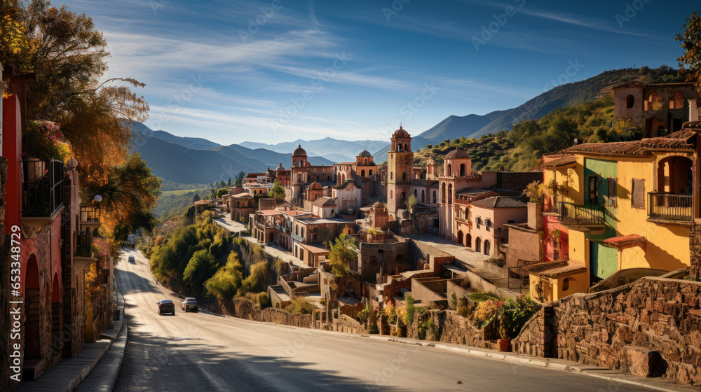 View of the Taxco city road, Mexico.