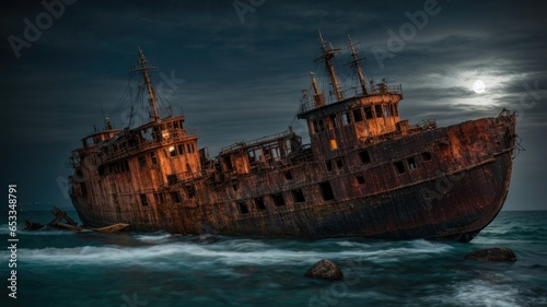 Witnessing Haunting Shipwreck at Night: A Rare Experience, Generative AI