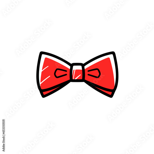 Bow Tie vector icon in minimalistic, black and red line work, japan web