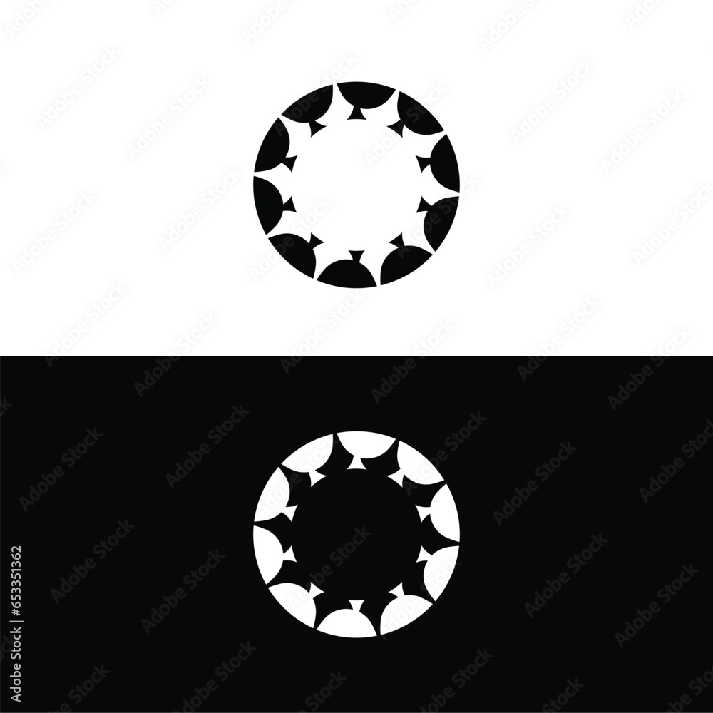 Black and white circle vector logo template design Black and white circle vector logo template design