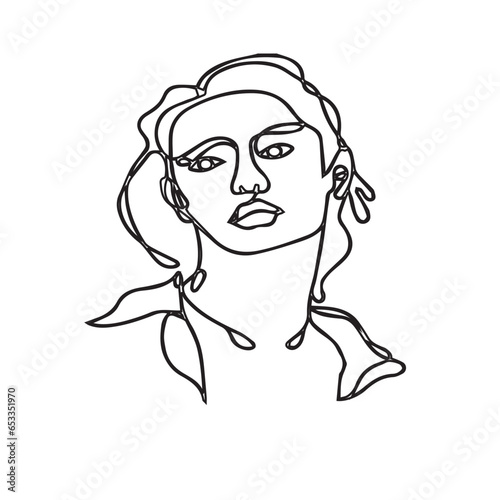 girl face abstract continuous line. beautiful girl outline image in vector illustration on isolated background. 