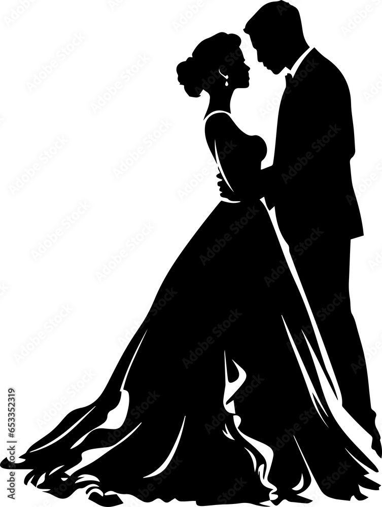 Bride and groom Silhouette, Wedding icon, New family Illustration on a transparent background