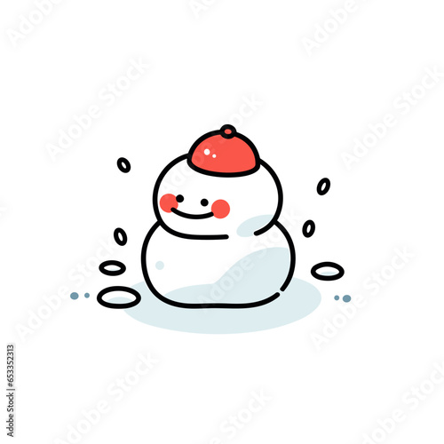 Foto Snow vector icon in minimalistic, black and red line work, japan web