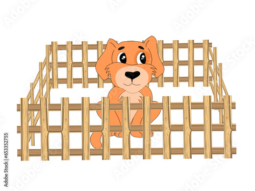 Wooden fence on a white background.