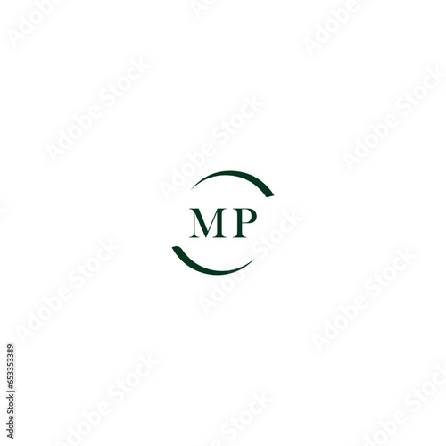 MP letter logo design in six style. MP polygon, circle, triangle, hexagon, flat and simple style with black and white color variation letter logo set in one artboard. MP photo