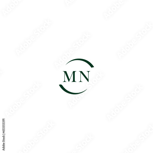 MN letter logo design in six style. MN polygon, circle, triangle, hexagon, flat and simple style with black and white color variation letter logo set in one artboard. MN