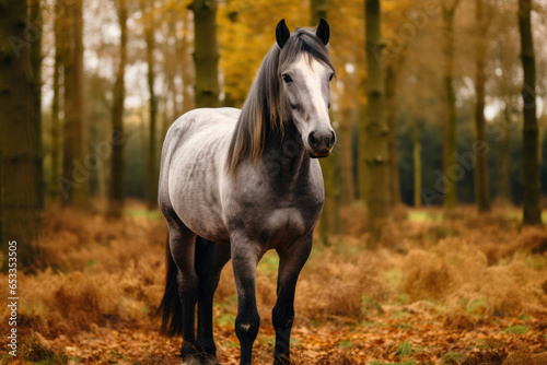 Graceful Horse Gazing in Autumn