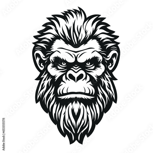 Bigfoot head, yeti head, vector illustration on a white background