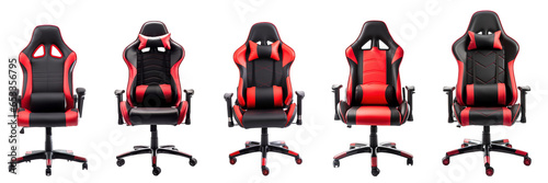 Red and black gaming chair isolated on transparent background generative aibackground generative ai photo