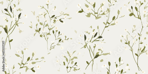 Seamless pattern with cute tiny flowers. Background texture with white gypsophila. illustration for textile, web, print, wrapping, fabric, wallpaper.
