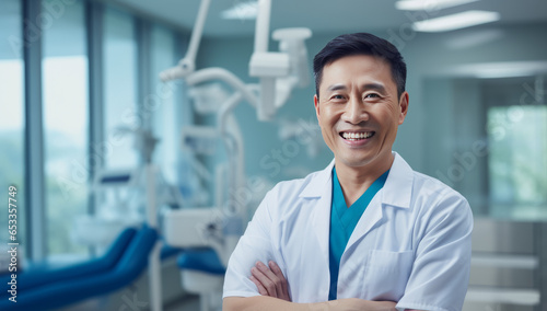 Friendly Chinese male doctor at the hospital