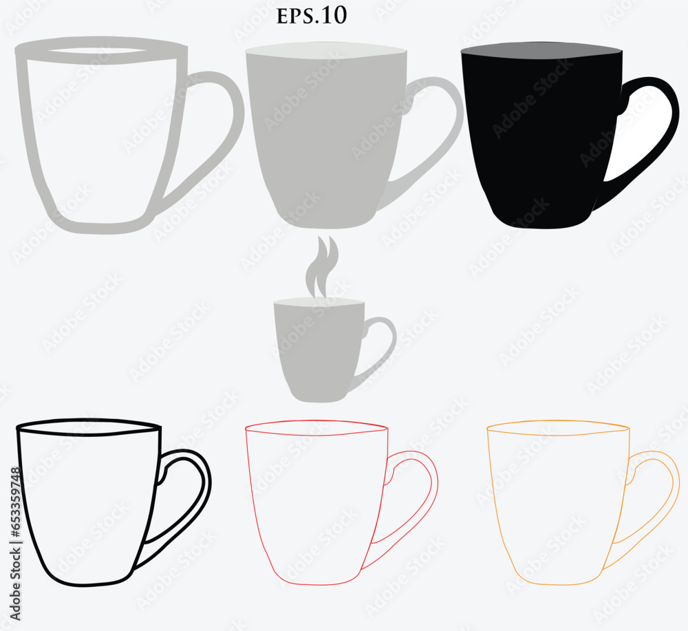 Mug icons set simple vector. Coffee cup Vector Mug icons set simple vector. Coffee cup Vector