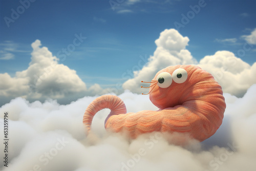 worm sitting on a cloud