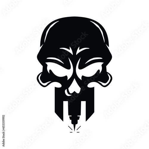 Skull and laser illustration