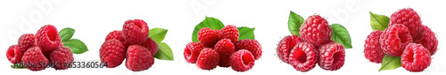 Raspberries isolated on transparent background generative ai